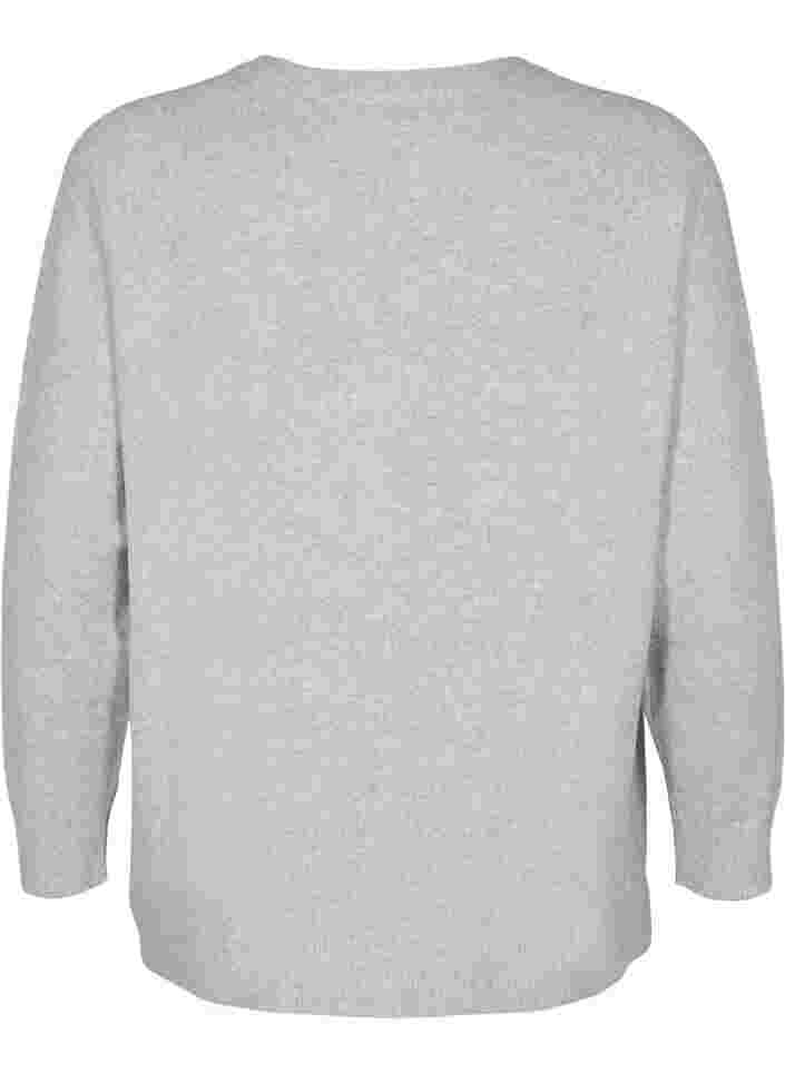 Gemêleerd gebreide blouse met pailletten, Light Grey Melange, Packshot image number 1