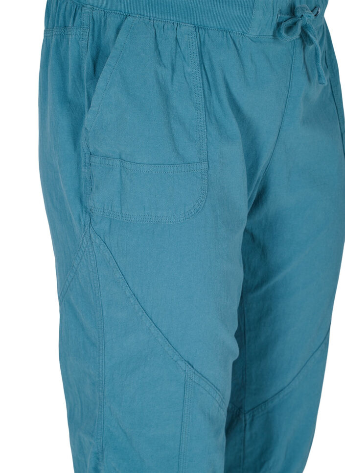 Losse cropped broek van katoen, Blauw, Packshot image number 2