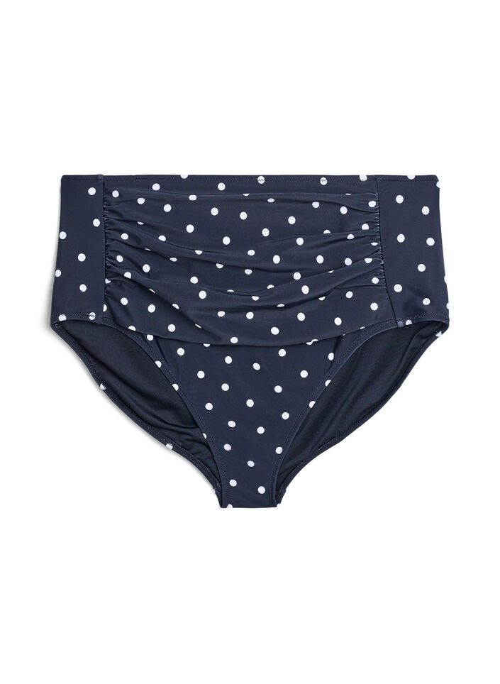 Hoge taille bikinibroekjes met patroon, Zwart, Packshot image number 0
