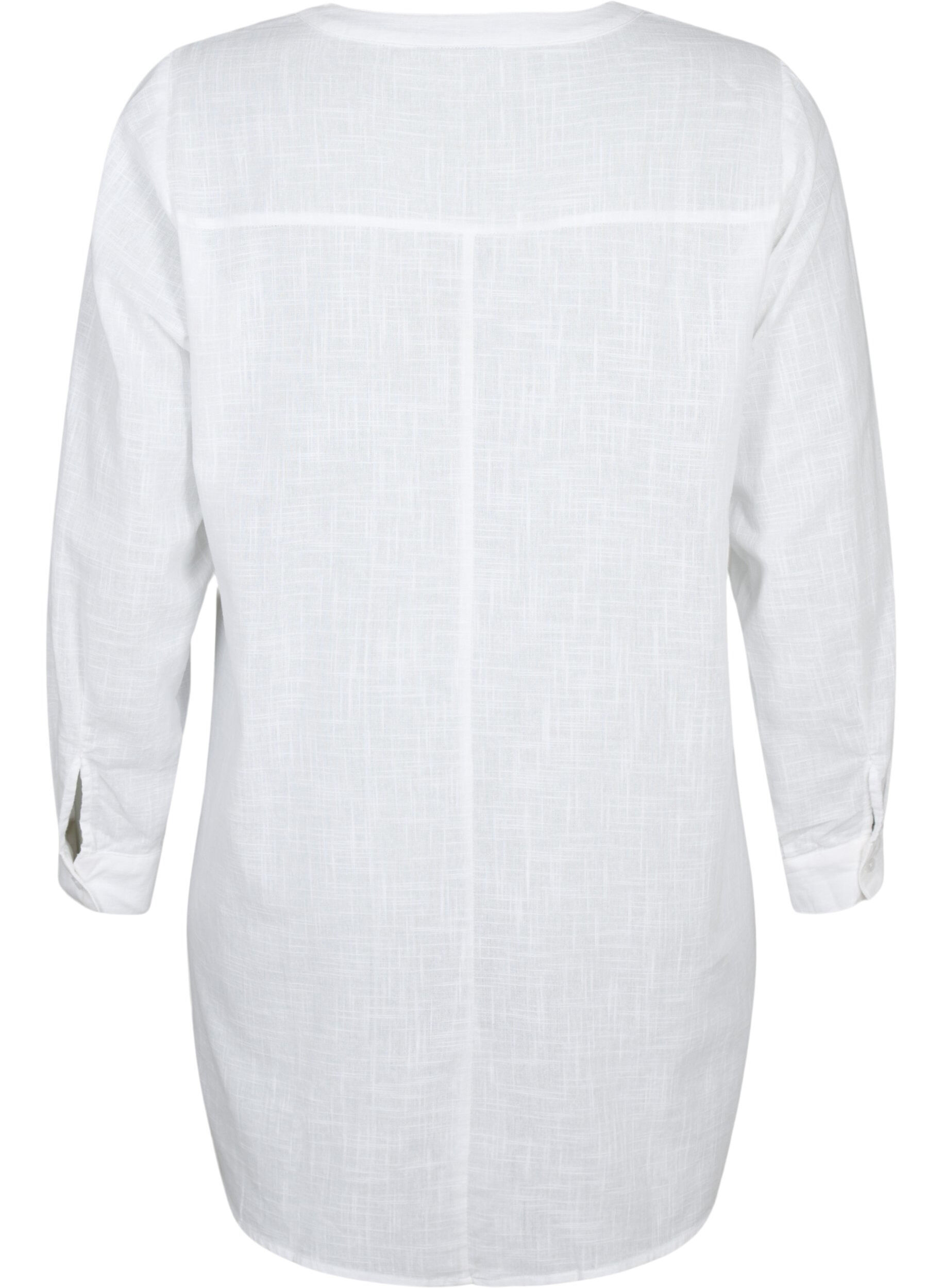 Zizzi Tuniek van katoen met 3/4 mouwen, Bright White, Packshot image number 1