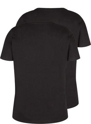 Set van 2 katoenen t-shirts met korte mouwen, Black, Packshot image number 1