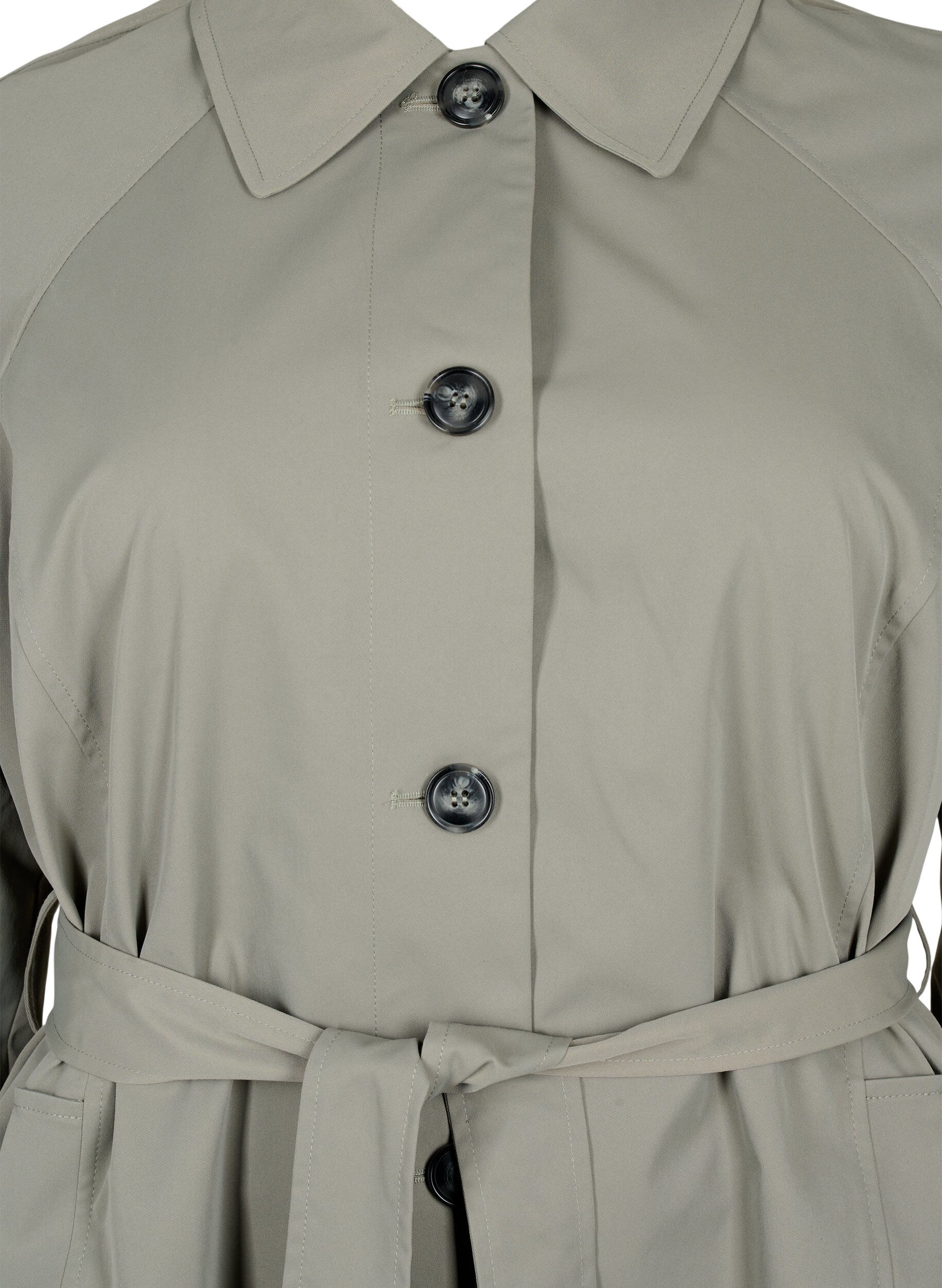 Zizzi Trenchcoat met zakken en riem, Sea Spray, Packshot image number 2