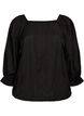 Viscose blouse met een vierkante hals en 3/4-mouwen, Zwart, Packshot image number 0
