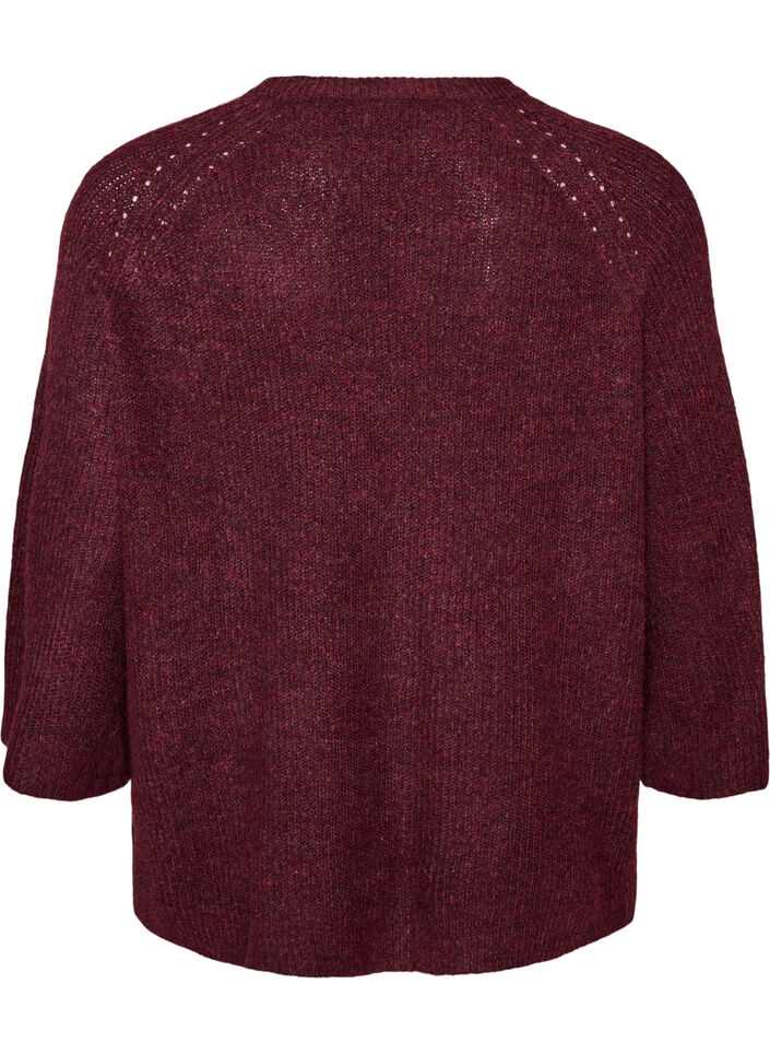 Geribde trui met 3/4 mouwen, Rood, Packshot image number 1