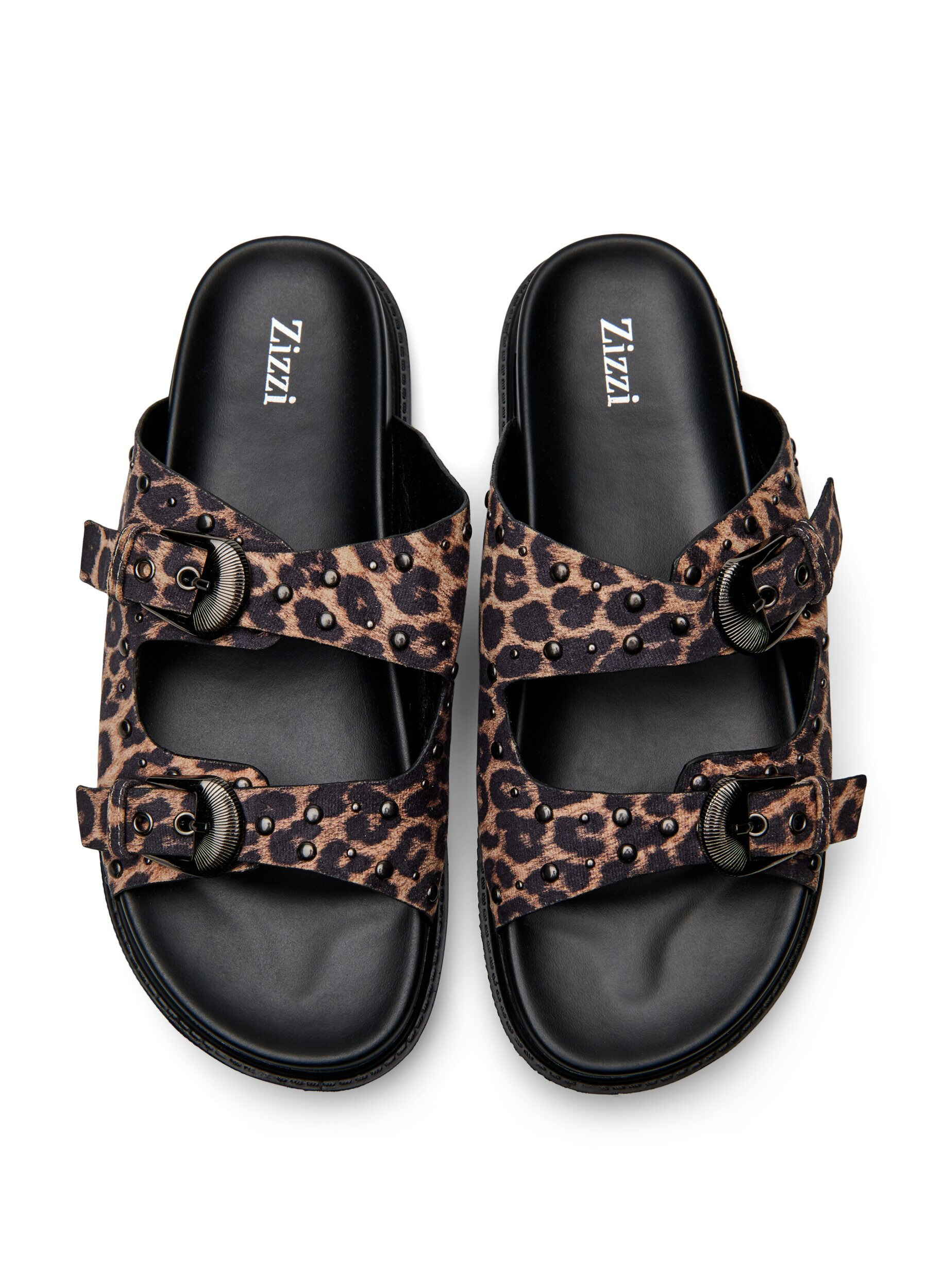 Zizzi Wide fit - Sandalen met studs, Bruin, Packshot image number 2