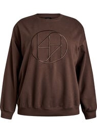 Sweatshirt met motief, Bruin