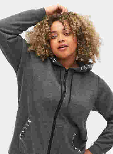 Workout hoodie jack met ritssluiting, Dark Grey Melange, Model image number 2