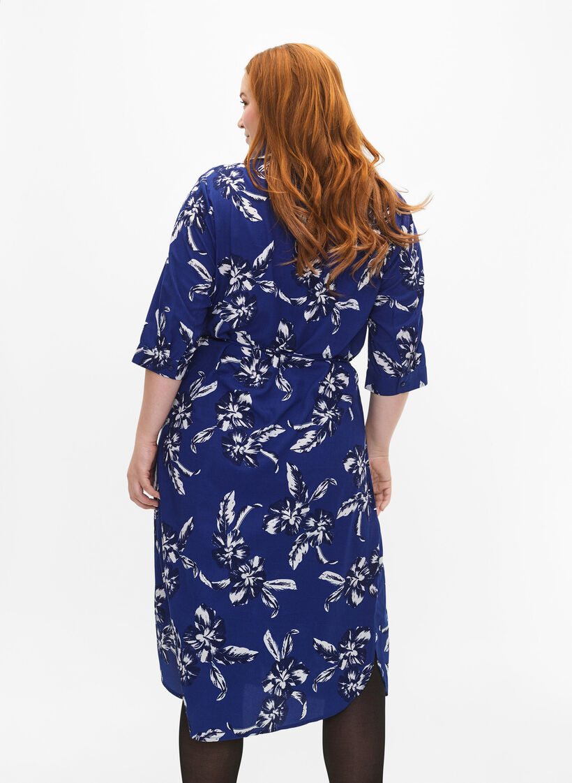 FLASH - Overhemdjurk met bloemenprint, Navy Blazer Flower, Model image number 1
