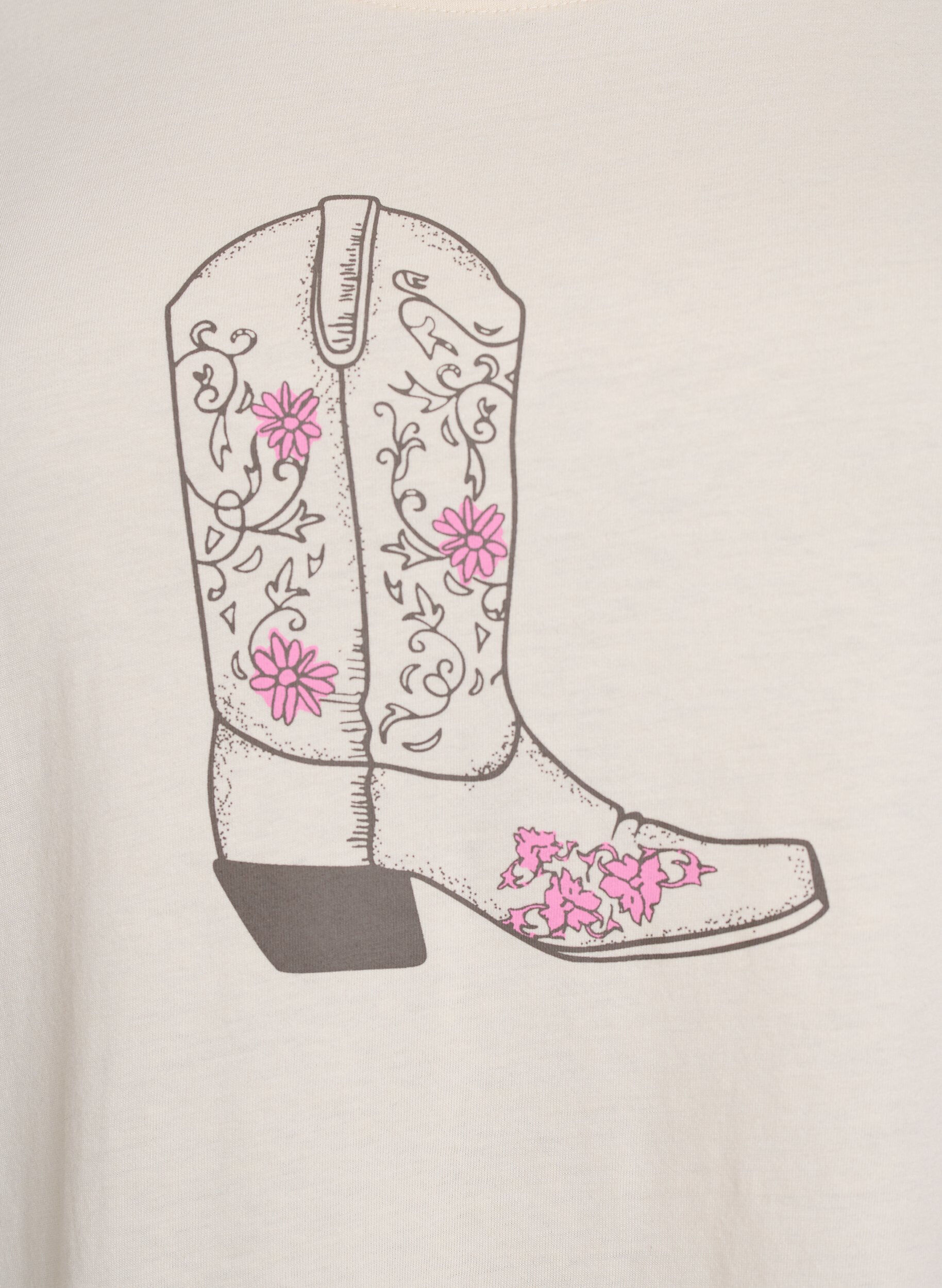 Zizzi T-shirt met print, Vanille, Packshot image number 2