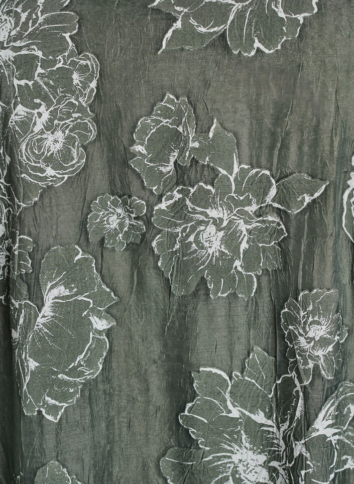 Midi jurk met bloemenprint en transparante 3/4-mouwen, Groen, Packshot image number 2