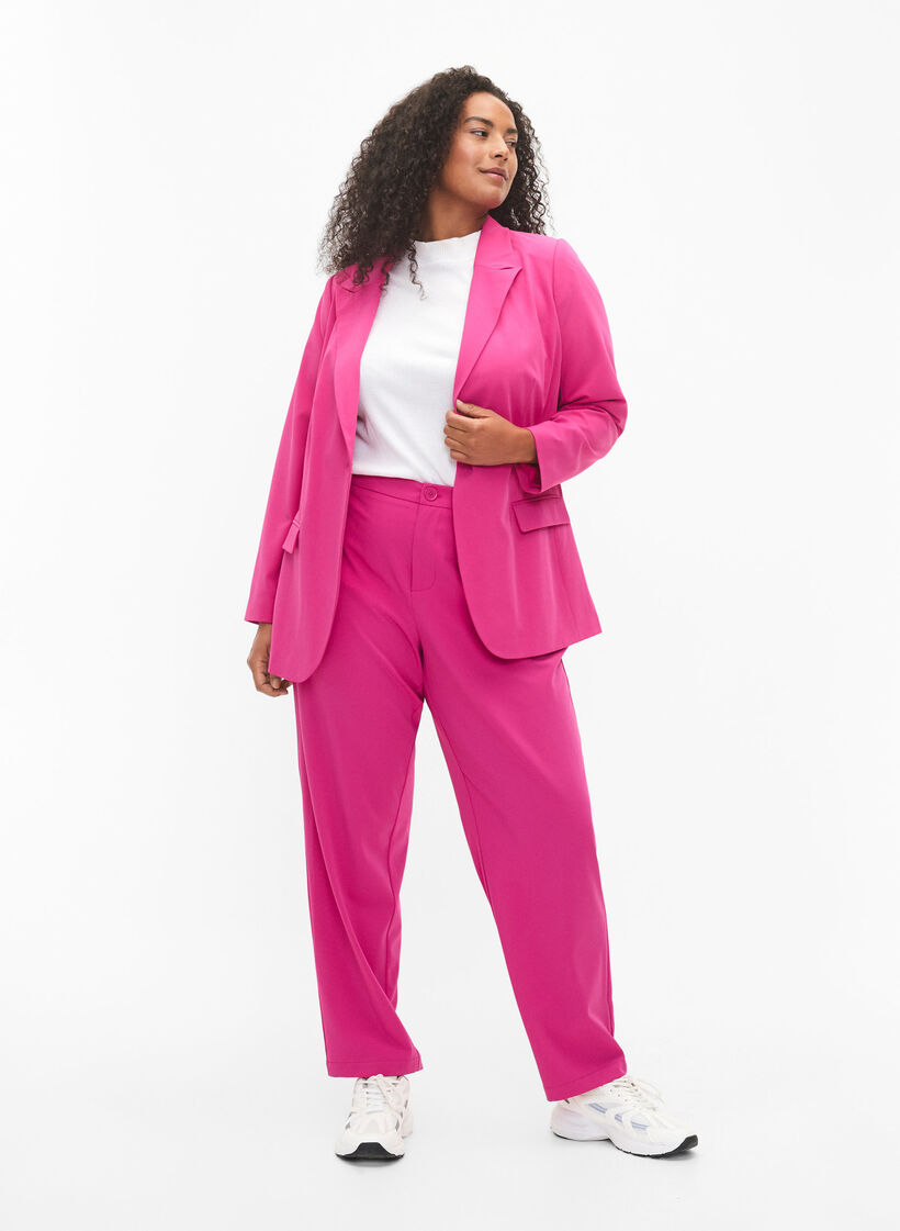Klassieke blazer met zakken, Festival Fuchsia, Model image number 2