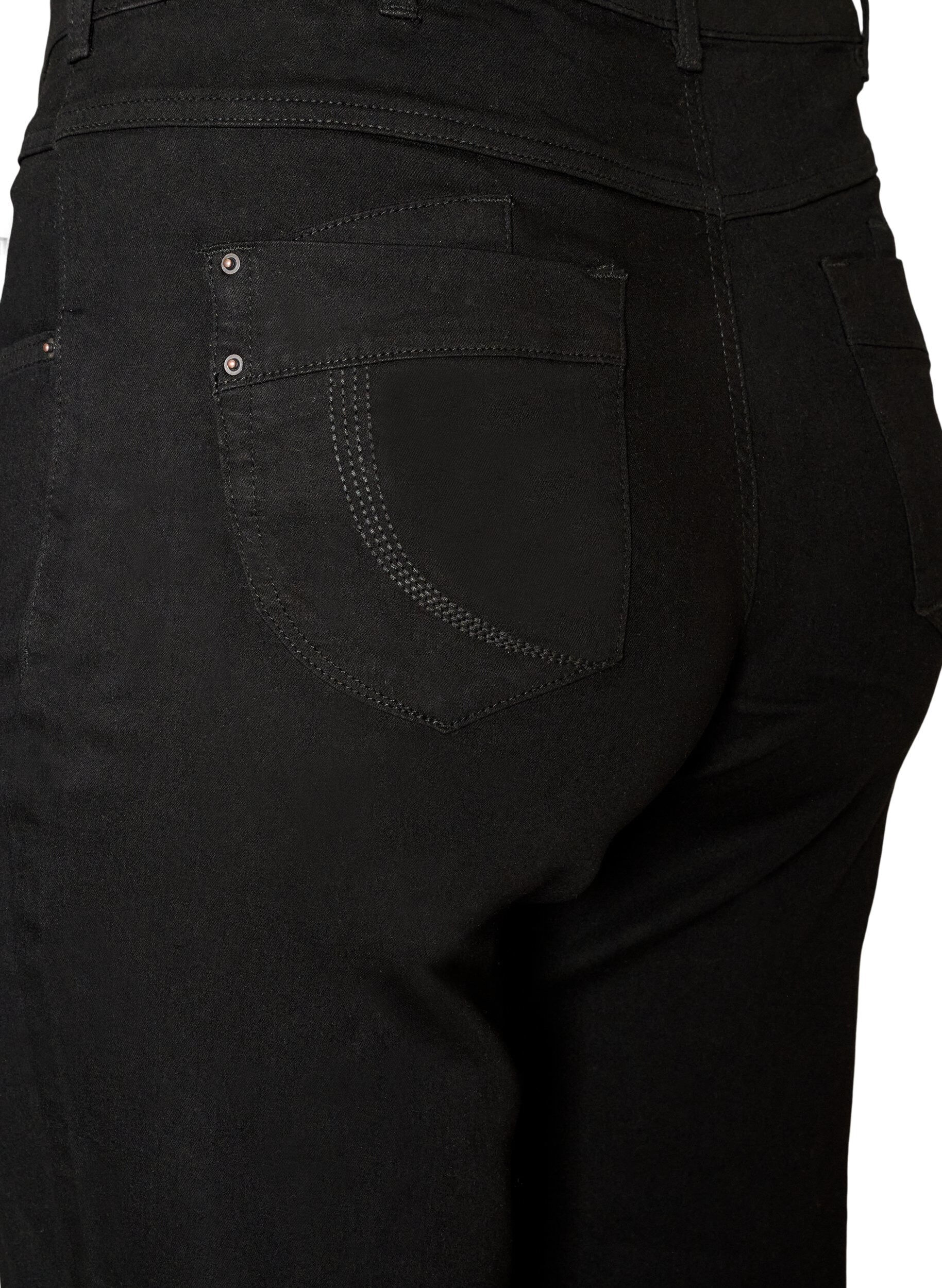 ZizziGemma jeans met regular fit en hoge taille, Zwart, Packshot image number 3