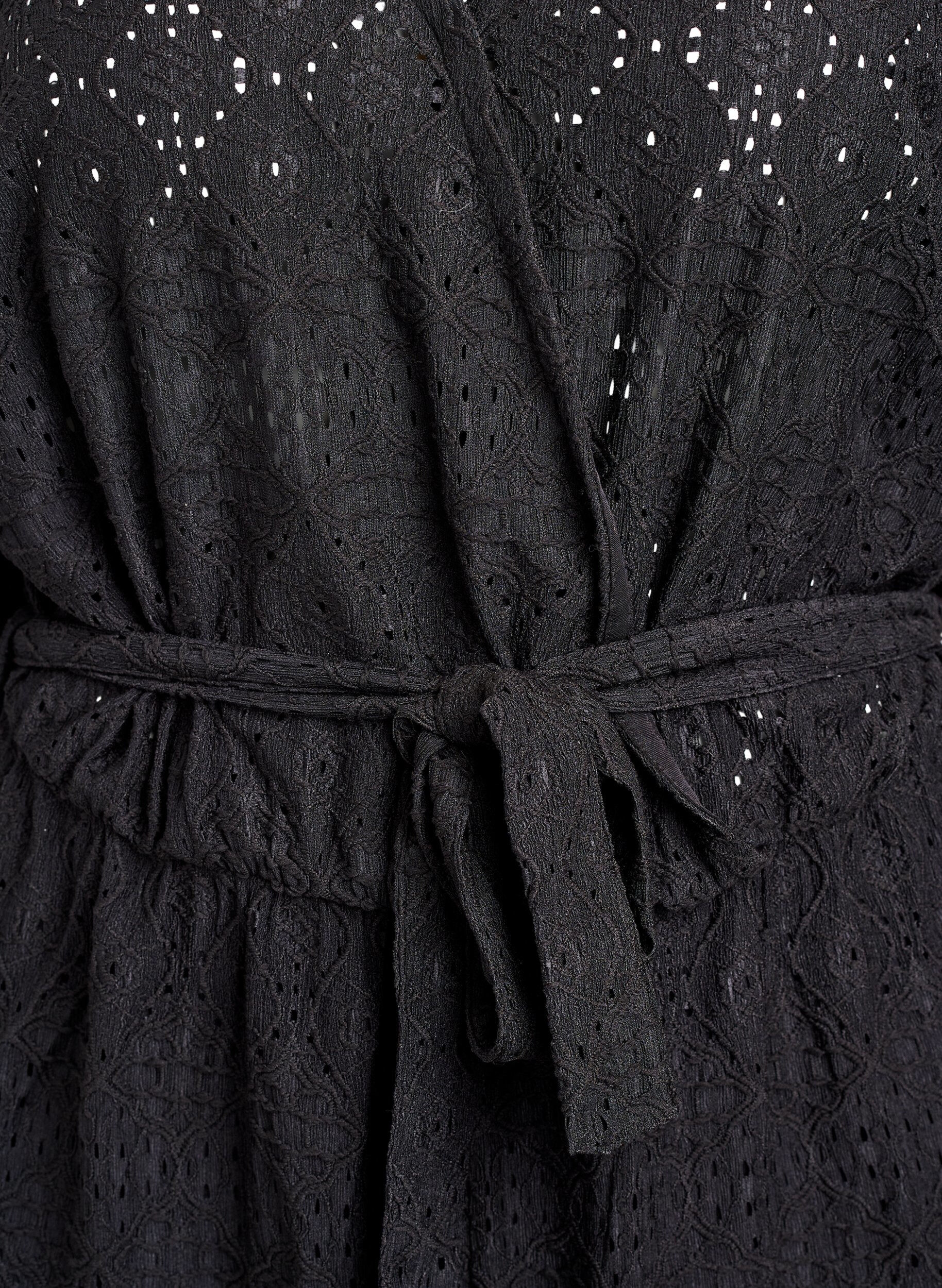 Zizzi Playsuit met korte mouwen en strik, Black, Packshot image number 2