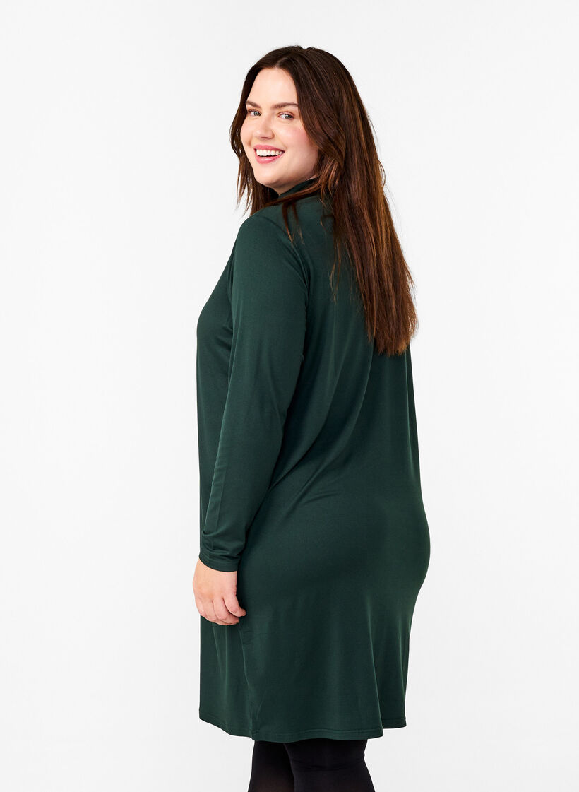 FLASH - Jurk met lange mouwen en col, Groen, Model image number 2