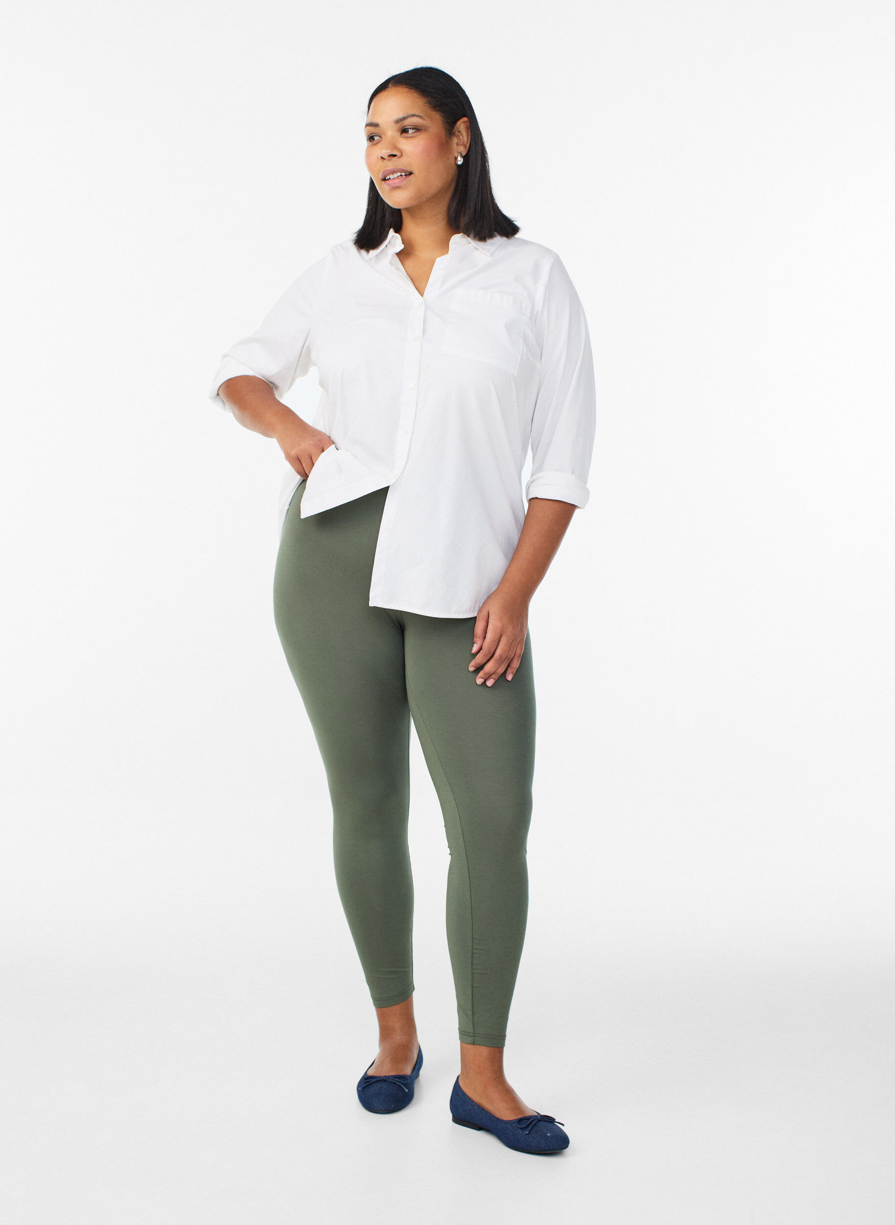 ZizziBasislegging van viscose, Groen, Model image number 1