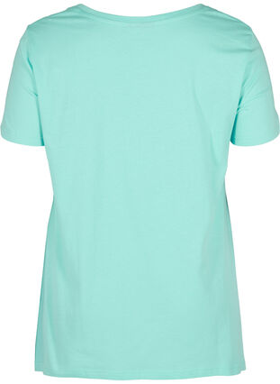 Katoenen t-shirt met korte mouwen en a-lijn, Aqua Sky PARIS, Packshot image number 1