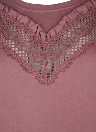 Sweatshirt met ruches en gehaakt detail, Rose Brown, Packshot image number 2
