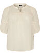 Blouse in seersucker met strikkoord, Beige, Packshot image number 0