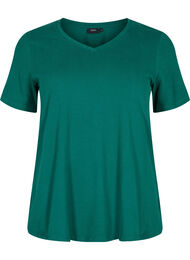 Basic t-shirt in effen kleur met katoen, Evergreen