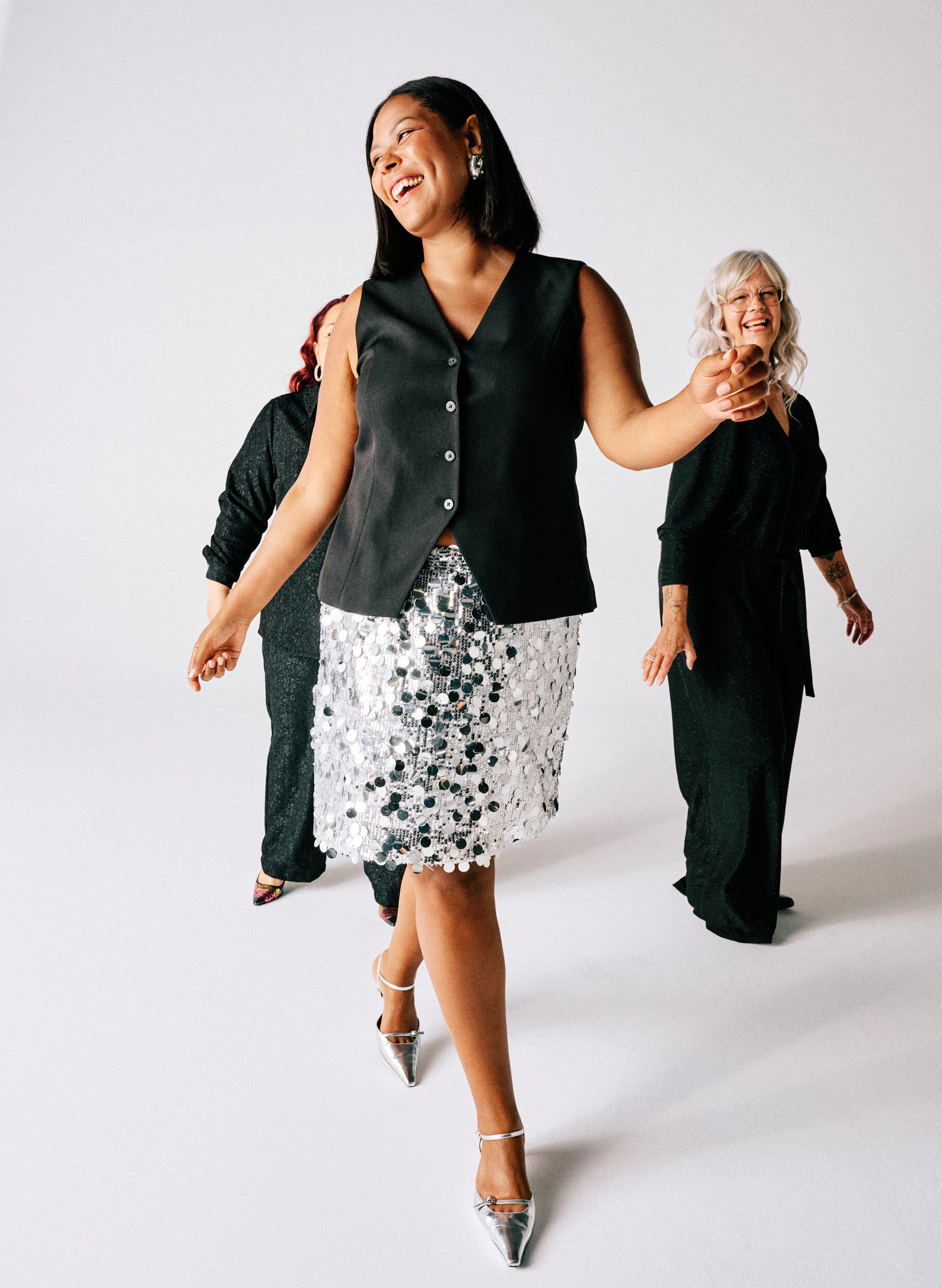 Zizzi Korte paillettenrok met elastische tailleband, Zilver, Image image number 0