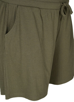 Shorts met ribstof en zakken, Dusty Olive, Packshot image number 2