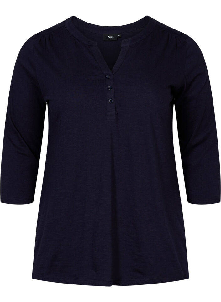 Katoenen blouse met 3/4-mouwen, Night Sky, Packshot image number 0