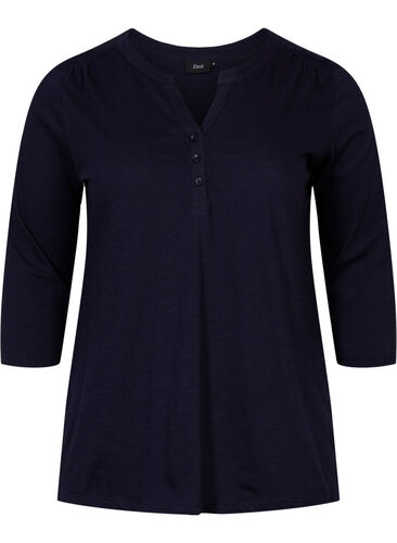 Katoenen blouse met 3/4-mouwen, Night Sky, Packshot image number 0