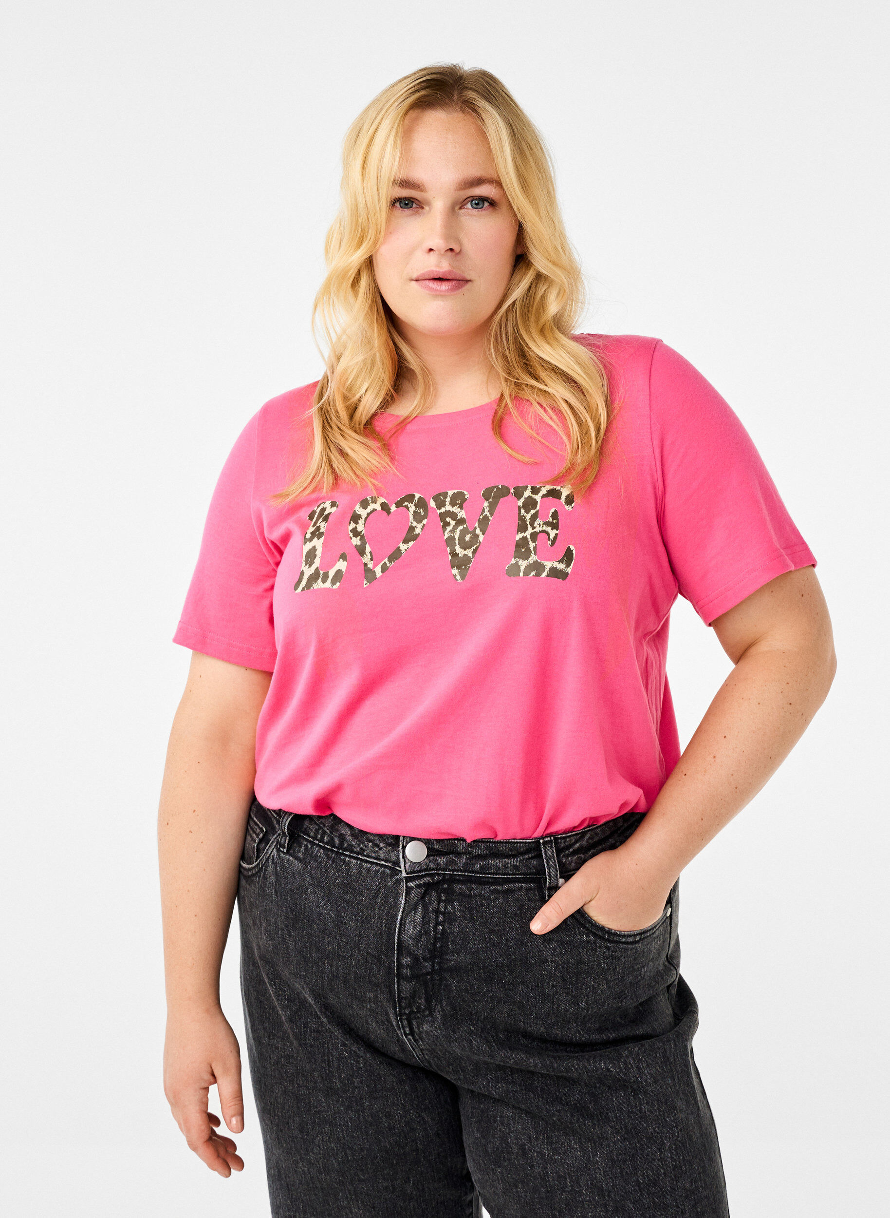 Zizzi FLASH - T-shirt met motief, Roze, Model image number 0