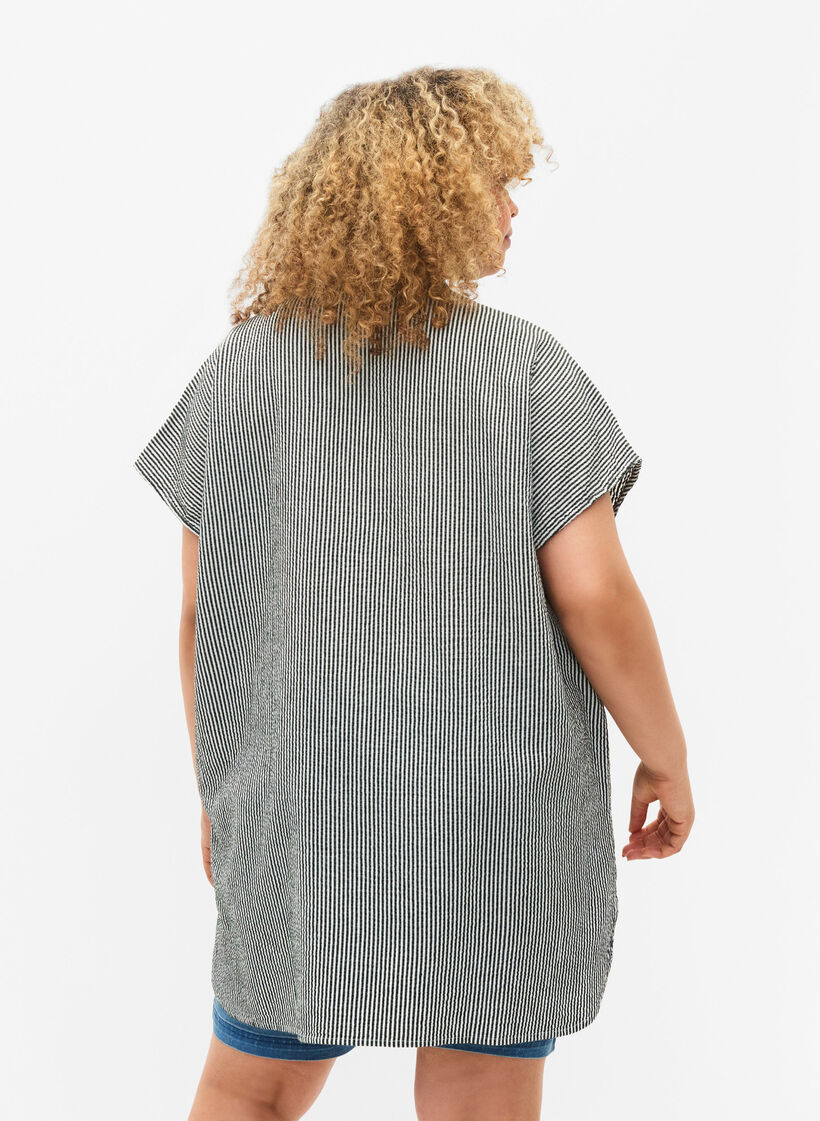 Katoenen overhemd met korte mouwen en strepen, Scarab Stripe, Model image number 1