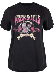 BIC COTTON T-shirt met Eagle motief, Grey Free Souls