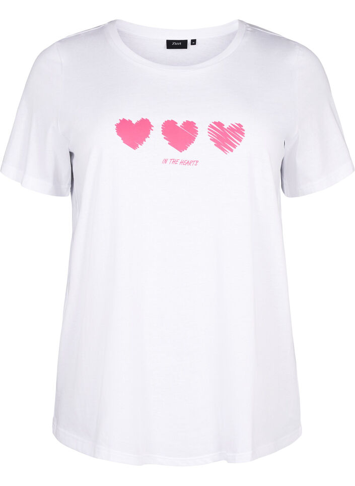 Katoenen T-shirt met ronde hals en print, B. White W. Hearts, Packshot image number 0