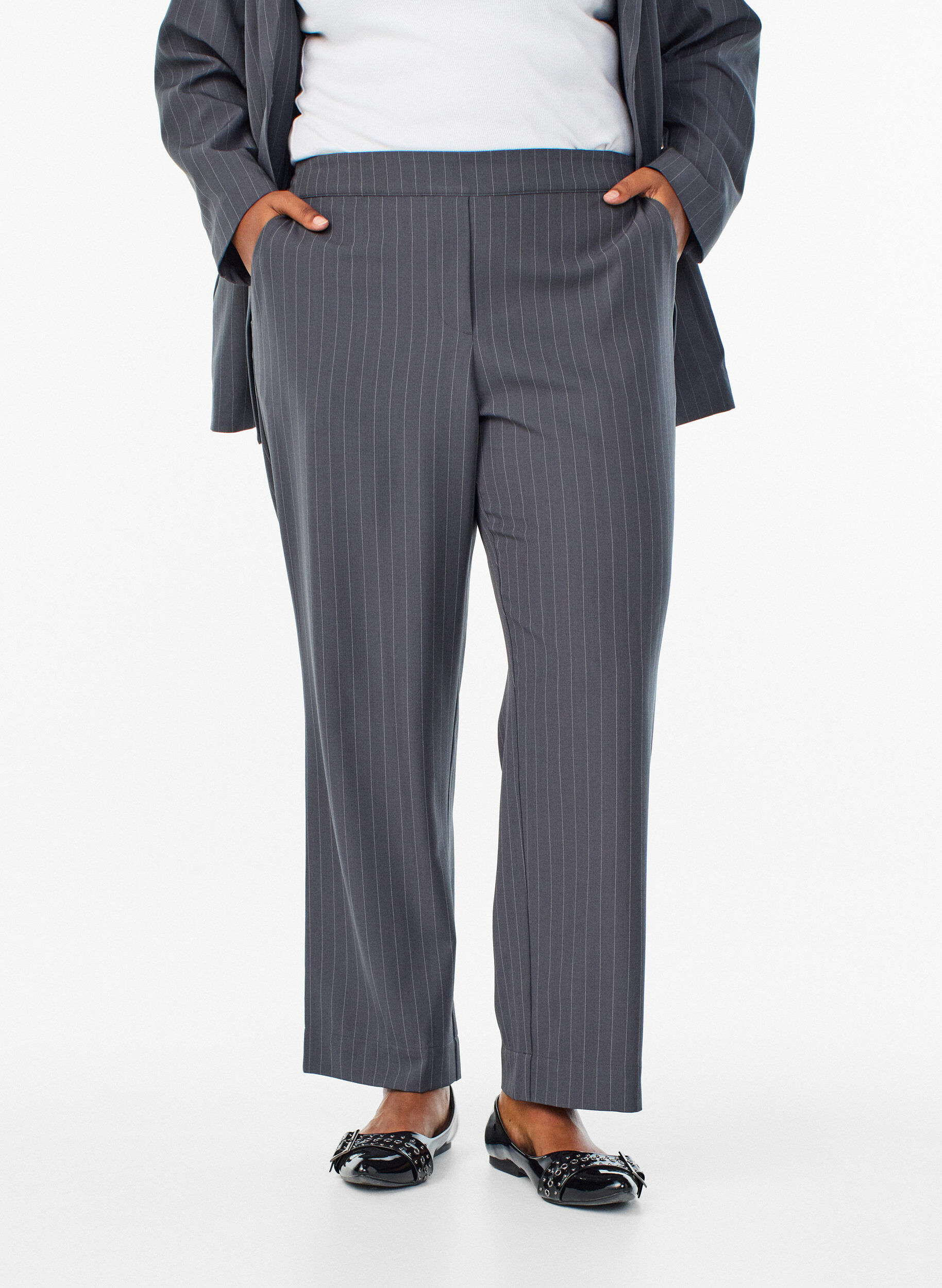 ZizziLosse broek met zakken, Grijs, Model image number 2