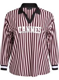 Poloshirt met strepen en tekstprint, Donker Bordeaux