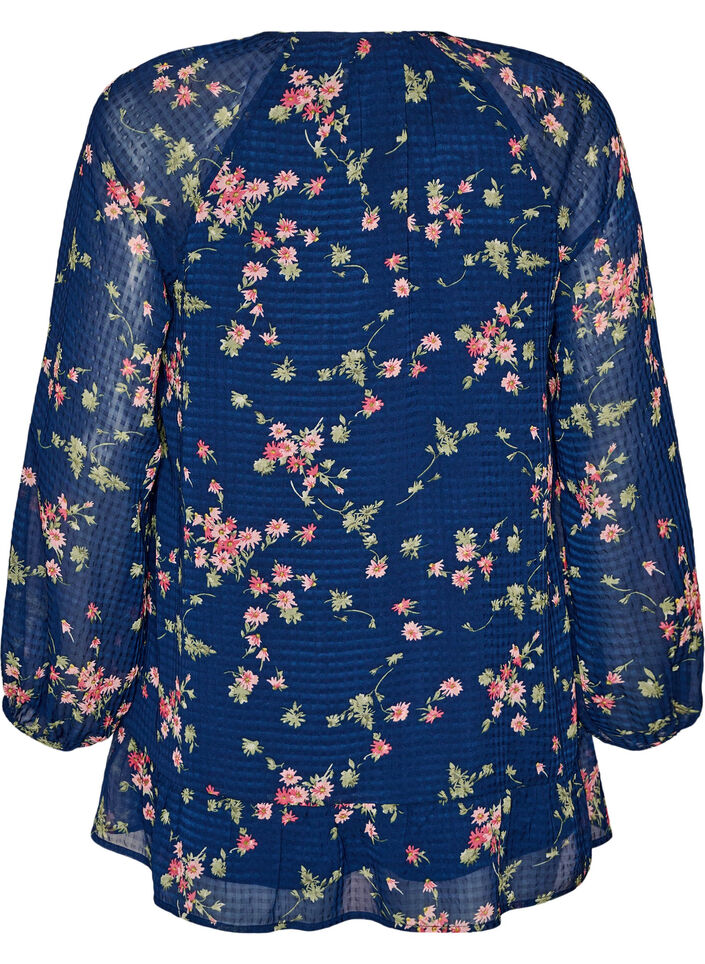 A-lijn tuniek met bloemenprint, Blauw, Packshot image number 1