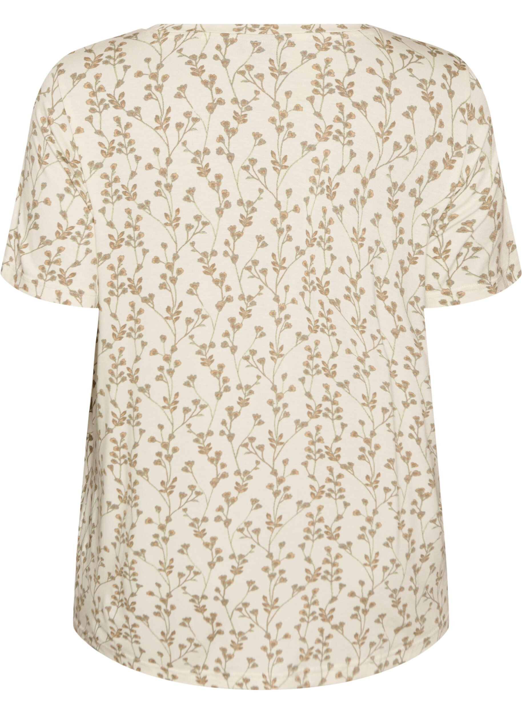 Zizzi T-shirt met bloemenprint, Vanille, Packshot image number 1
