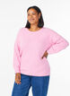 Gebreide blouse met raglanmouwen, Roze, Model image number 0