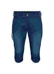 Slim fit capri jeans met zakken, Dark blue denim