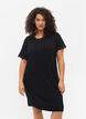 Nachthemd van viscose met korte mouwen en kanten randjes, Black, Model image number 0
