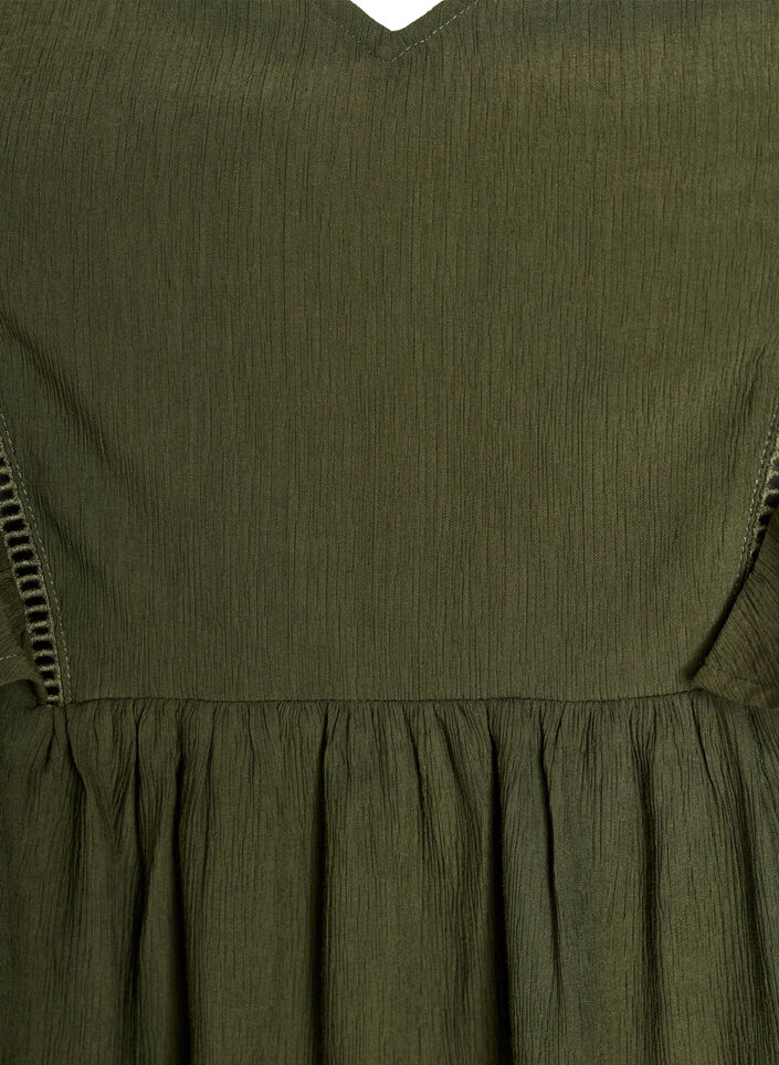 Blouse met korte mouwen met ruches, Groen, Packshot image number 2