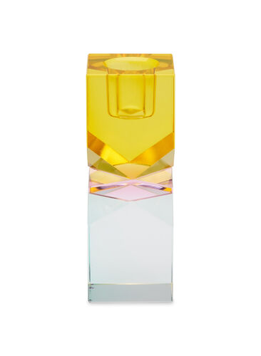 Kaarsenhouder van kristalglas, Gul/Pink/Mint, Packshot image number 0