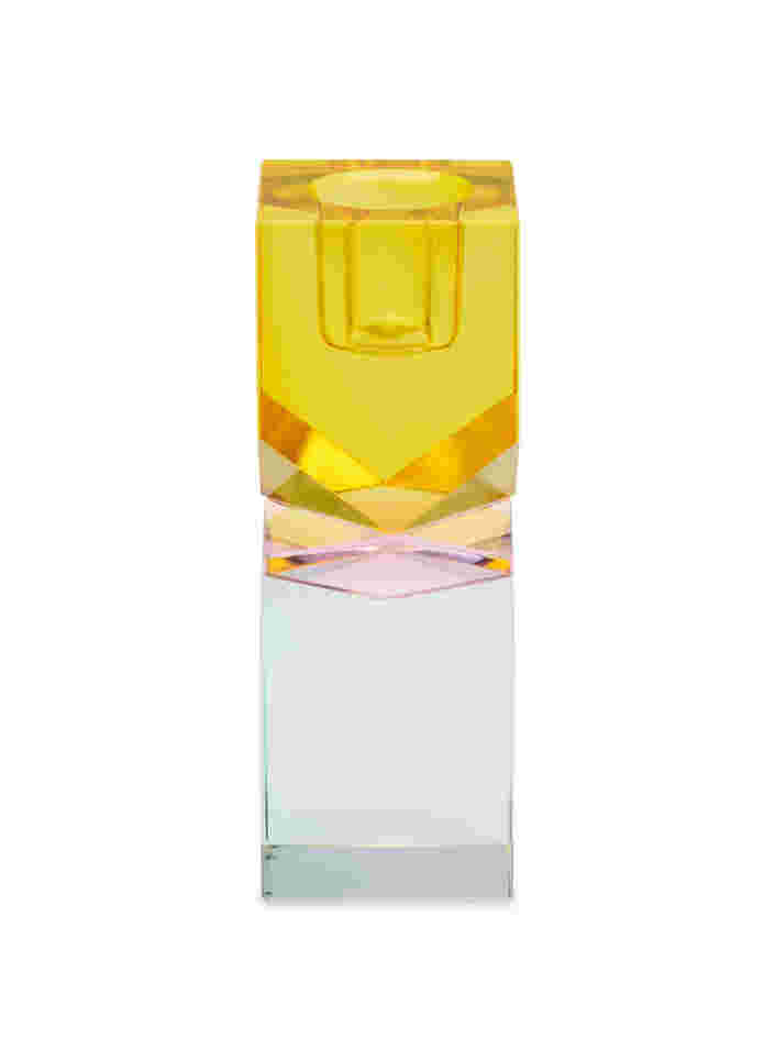 Kaarsenhouder van kristalglas, Gul/Pink/Mint, Packshot