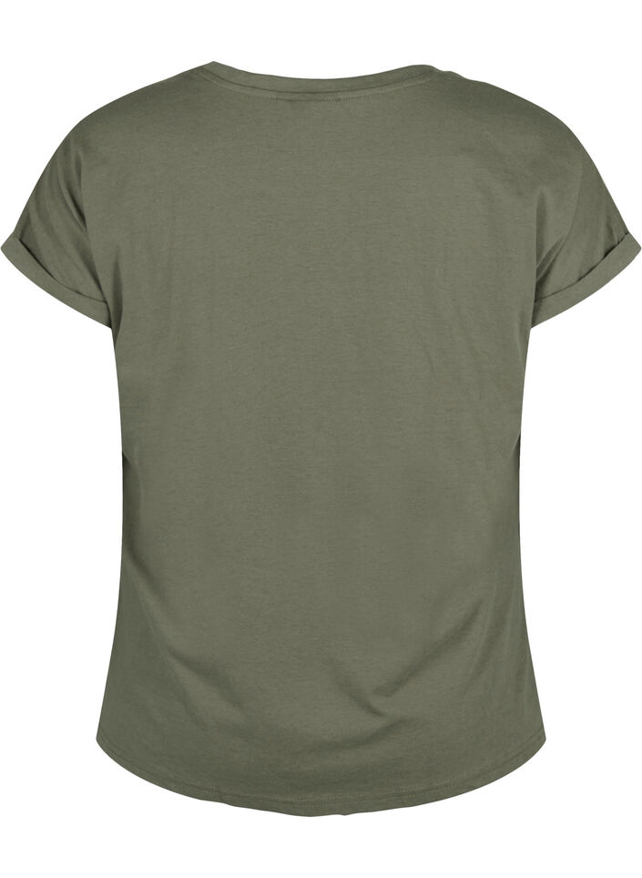 T-shirt met korte mouwen van katoenmix, Groen, Packshot image number 1