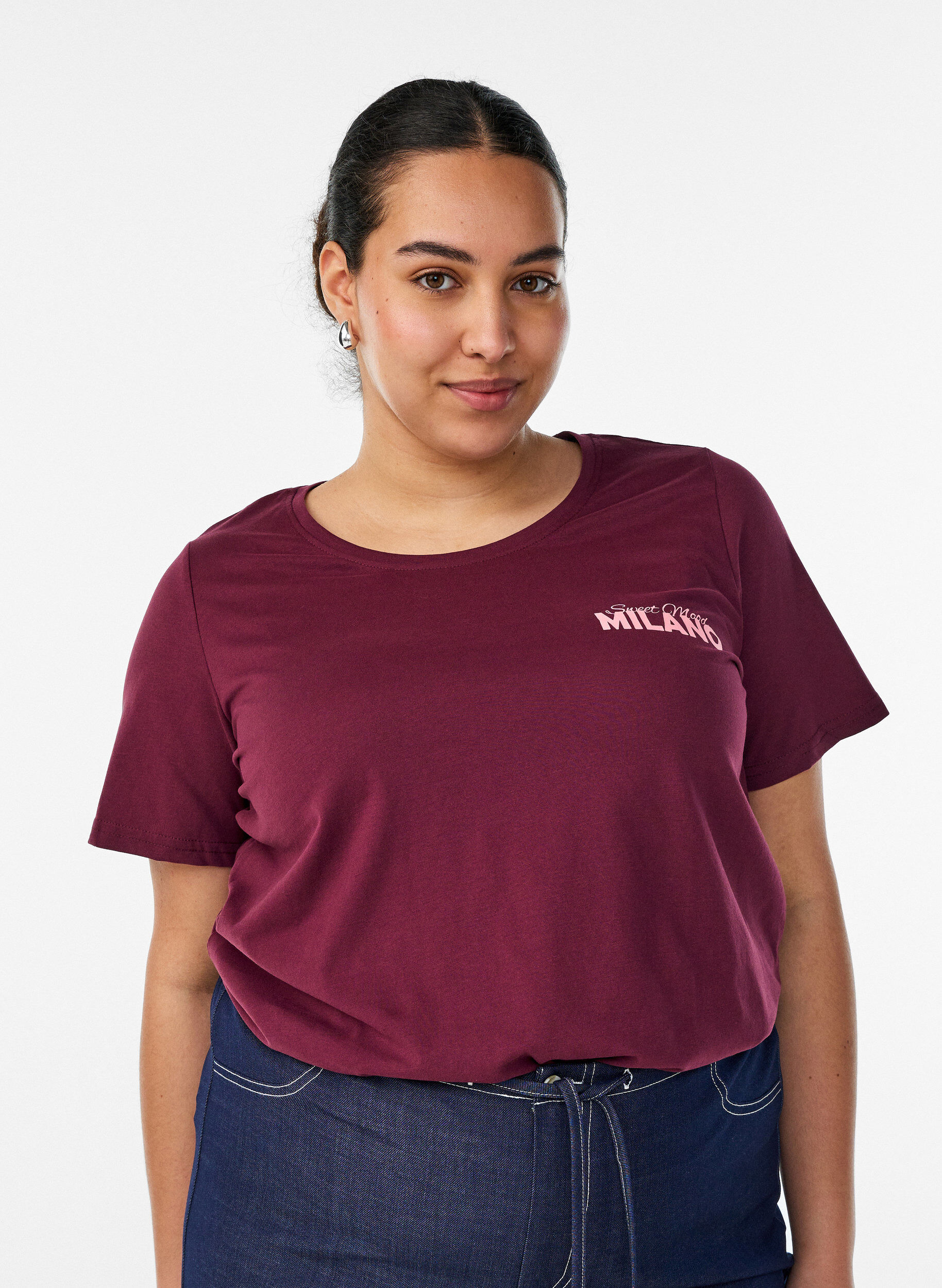 T-shirt met motief, Rood, Model