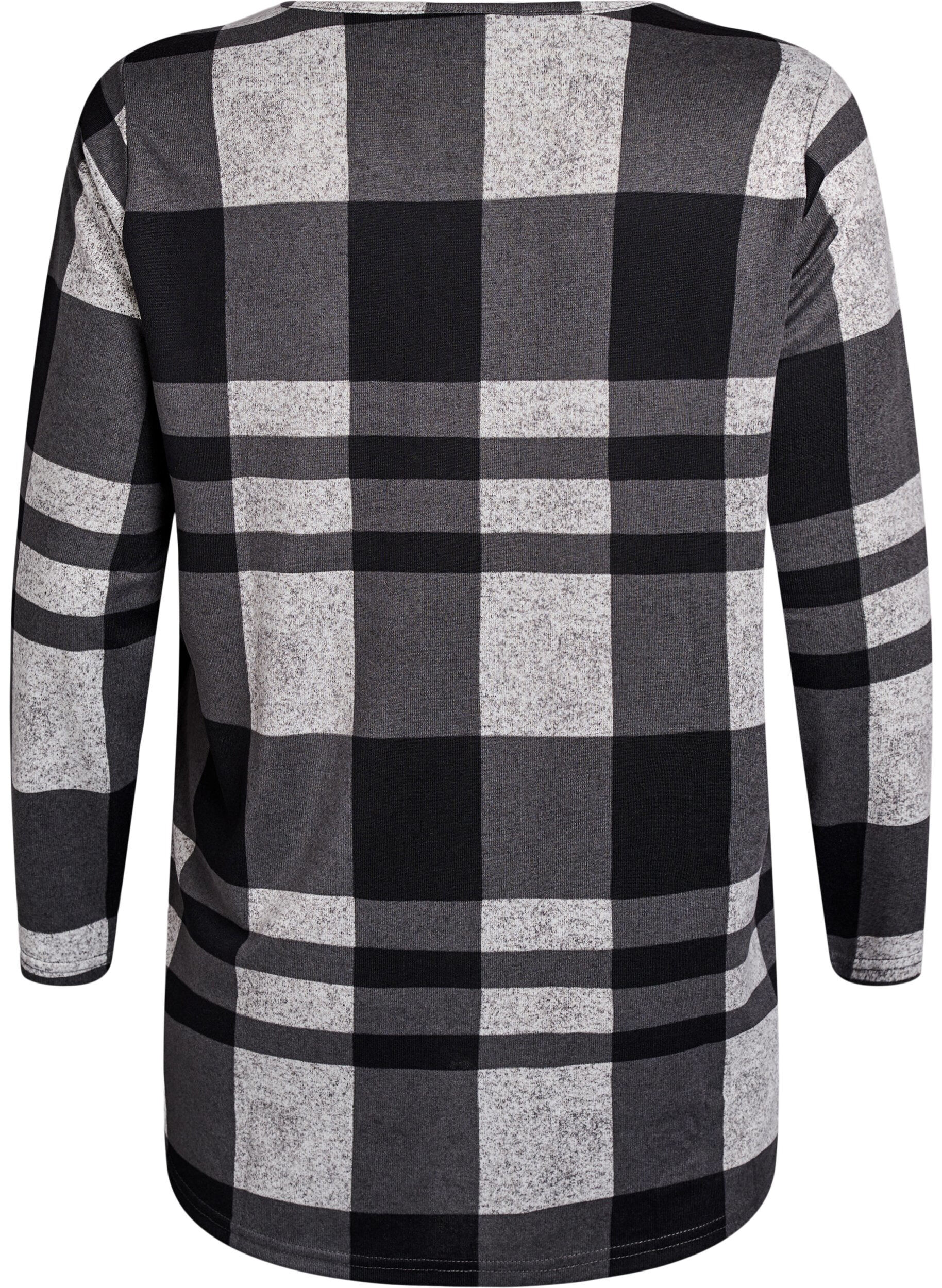 Zizzi Gedessineerde blouse met lange mouwen, Grijs, Packshot image number 1