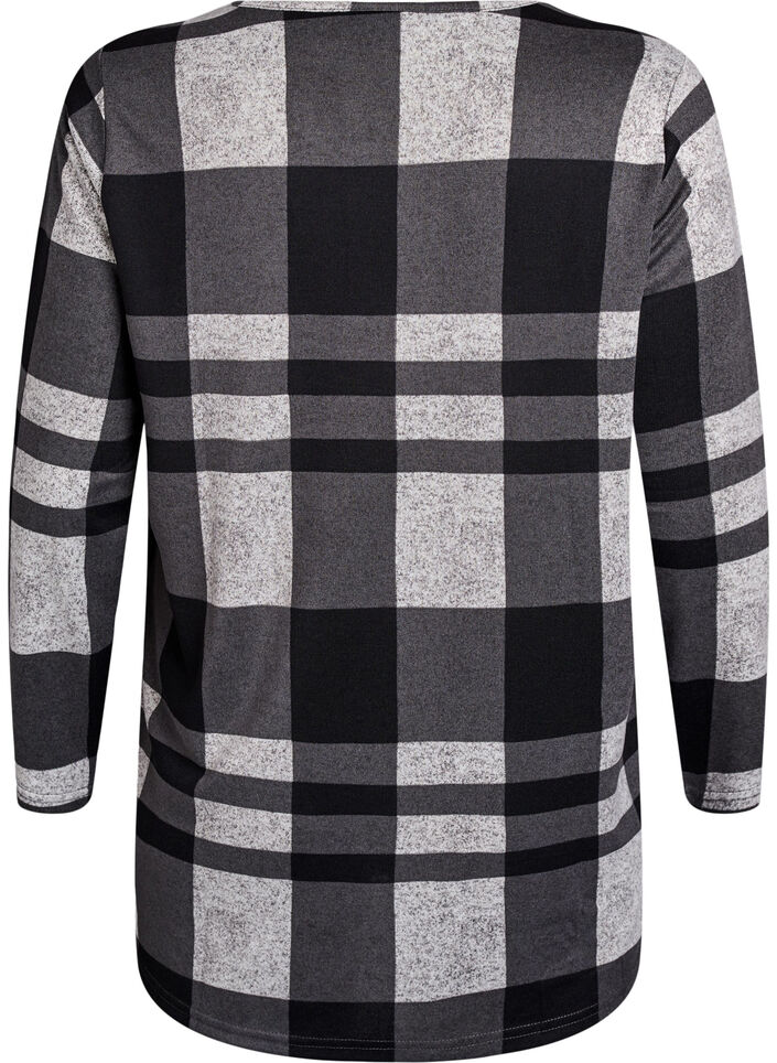 Gedessineerde blouse met lange mouwen, Grijs, Packshot image number 1