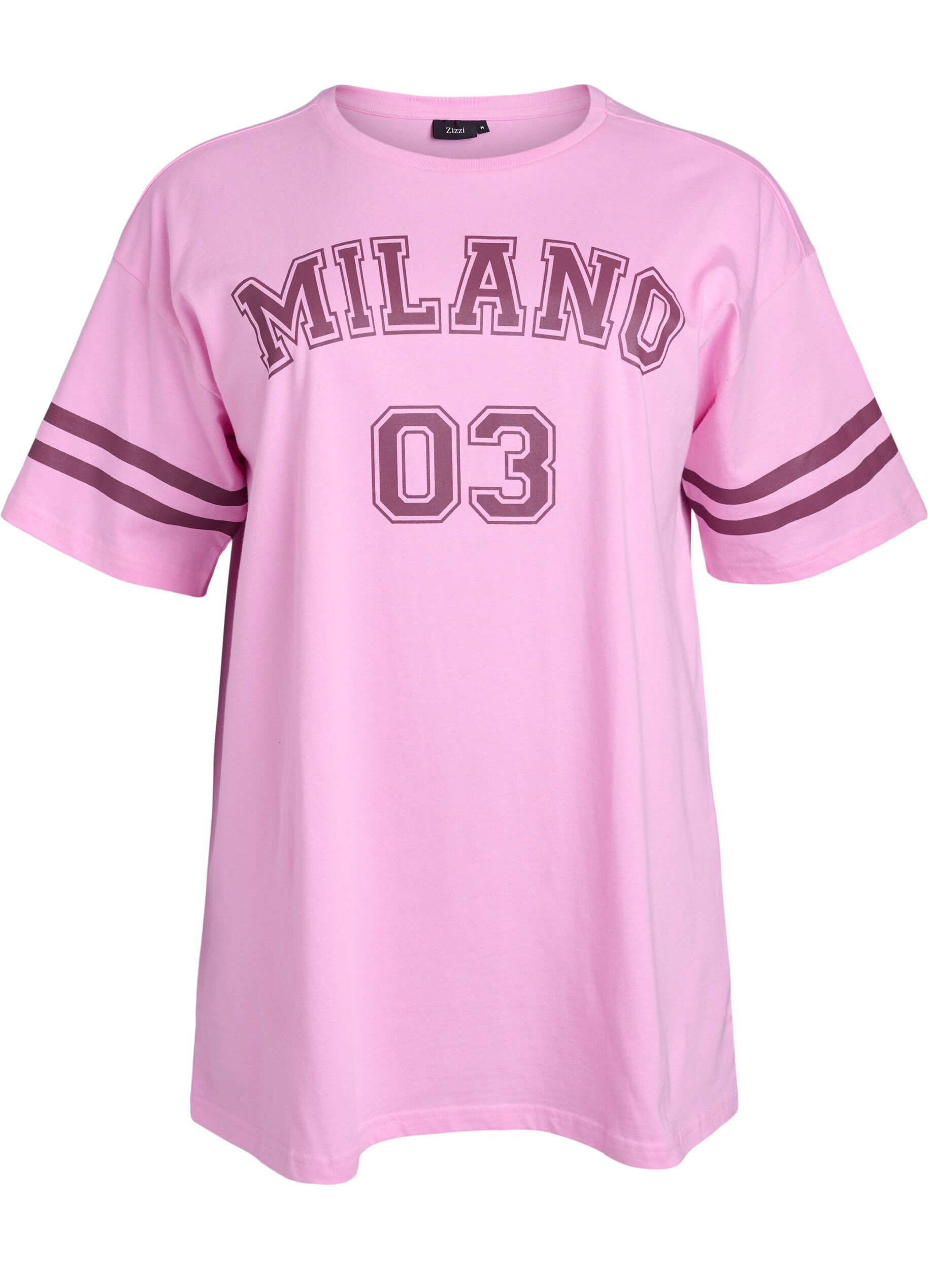 Zizzi Sportief oversized college T-shirt, Roze, Packshot image number 0