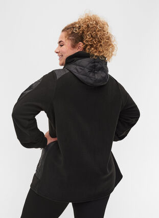 Sportieve fleece jas met capuchon en zakken, Black, Model image number 1