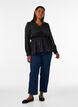 Glanzende viscose blouse met peplumeffect, Zwart, Model image number 1