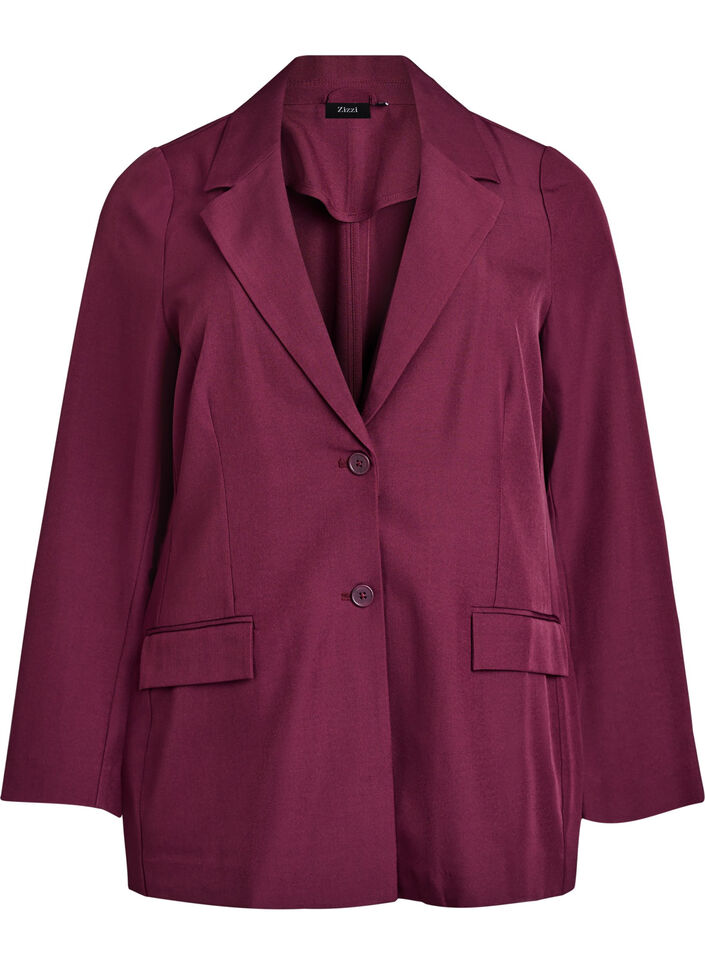 Blazer met zakken en splitjes, Donker Bordeaux, Packshot image number 0