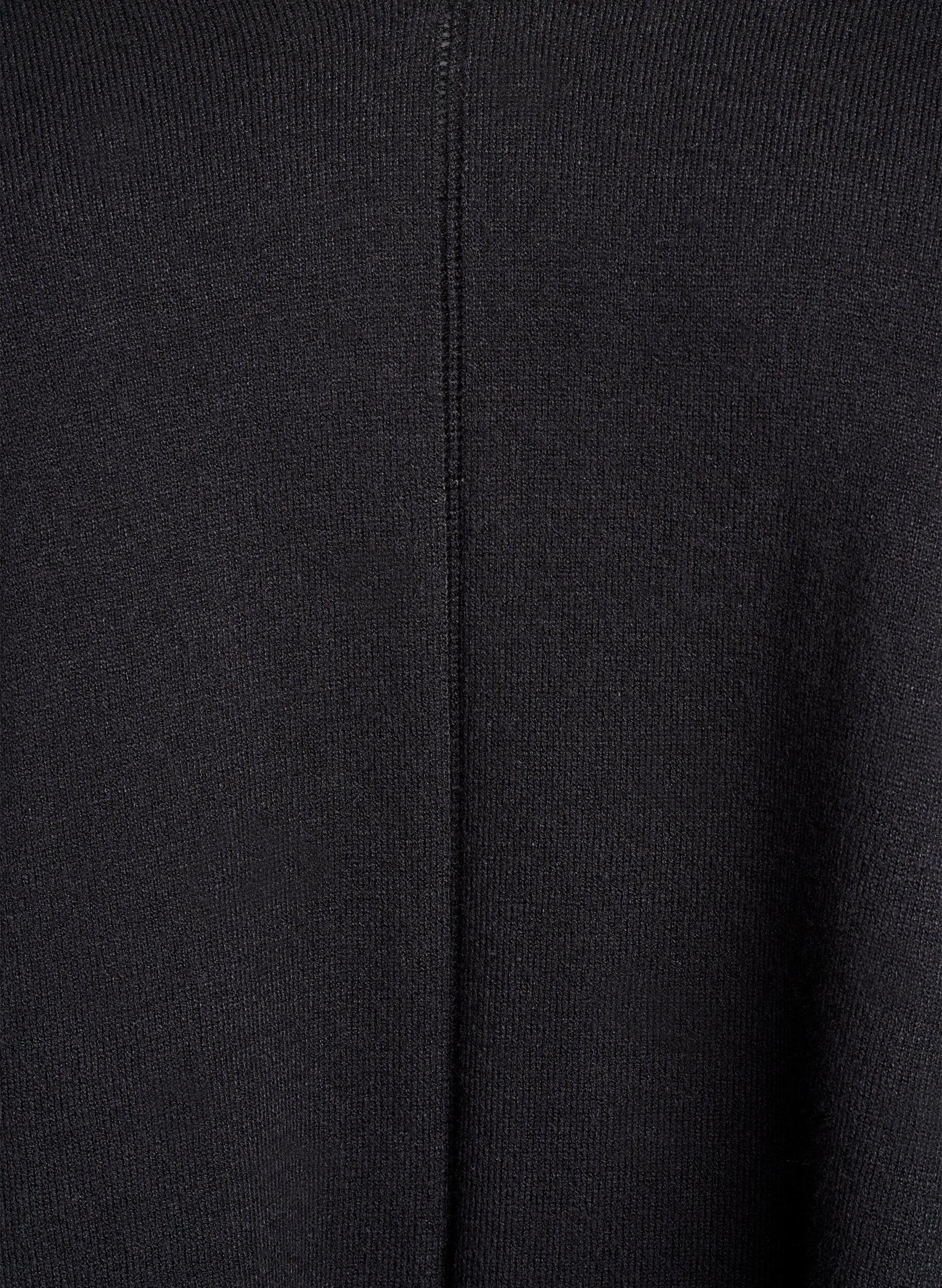 Zizzi Fijngebreide blouse met V-hals en voorkantdetail, Zwart, Packshot image number 2